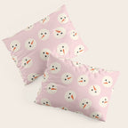 Minimalistic Festive Snowmen On Pink Pillow Sham Gallery Image 3
