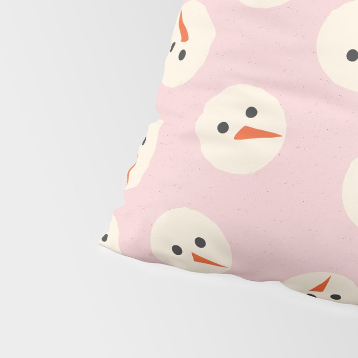 Minimalistic Festive Snowmen On Pink Pillow Sham Gallery Image 4
