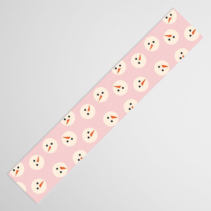 Minimalistic Festive Snowmen On Pink Table Runner Gallery Image 3