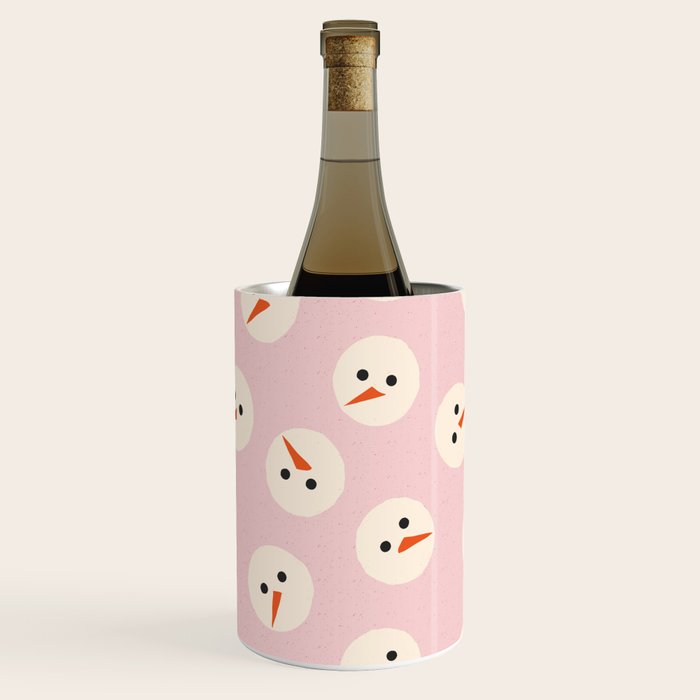 Minimalistic Festive Snowmen On Pink Wine Chiller Gallery Image 3