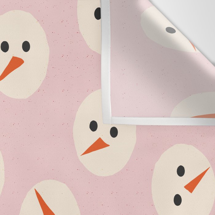 Minimalistic Festive Snowmen On Pink Wall Tapestry Gallery Image 3
