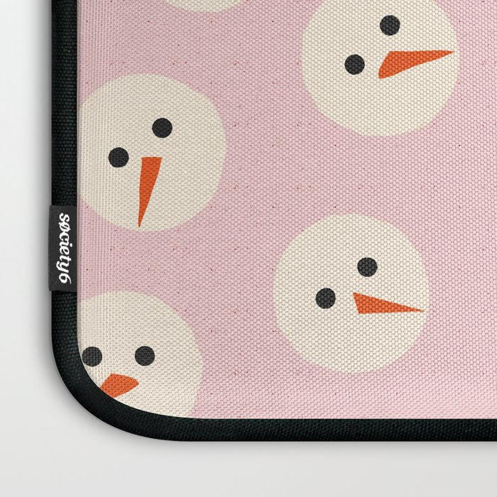 Minimalistic Festive Snowmen On Pink Laptop Sleeve Gallery Image 3