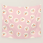 Minimalistic Festive Snowmen On Pink Wall Tapestry Gallery Image 4
