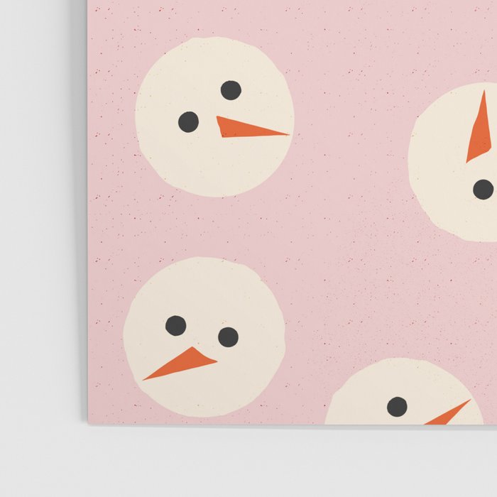 Minimalistic Festive Snowmen On Pink Poster Gallery Image 3