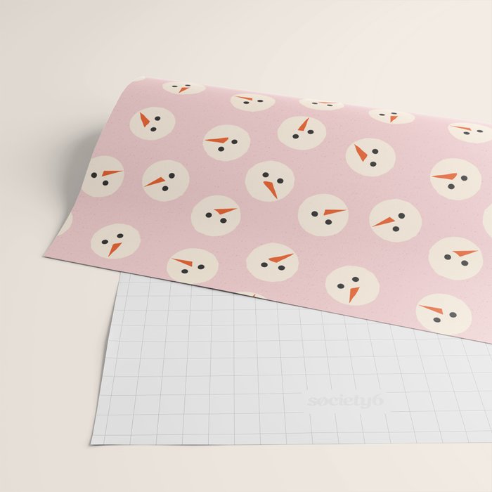 Minimalistic Festive Snowmen On Pink Wrapping Paper Gallery Image 2