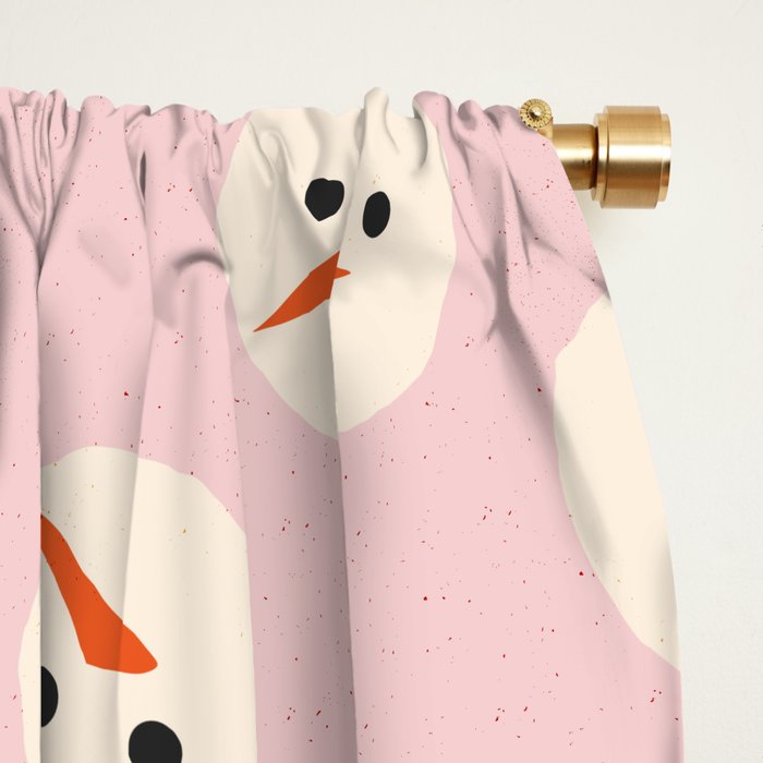 Minimalistic Festive Snowmen On Pink Window Curtain Gallery Image 2