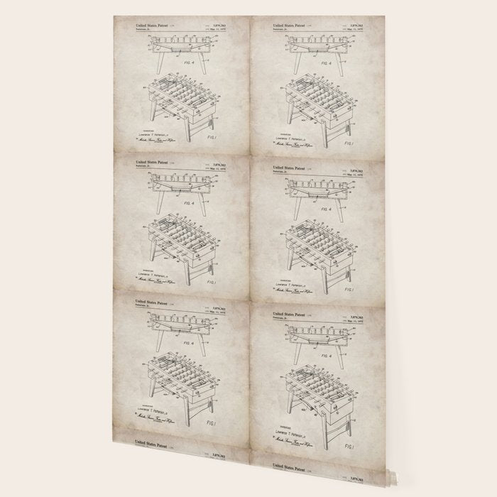 Foosball Table Patent - Foosball Player Game Room Art - Antique Wallpaper Gallery Image 2