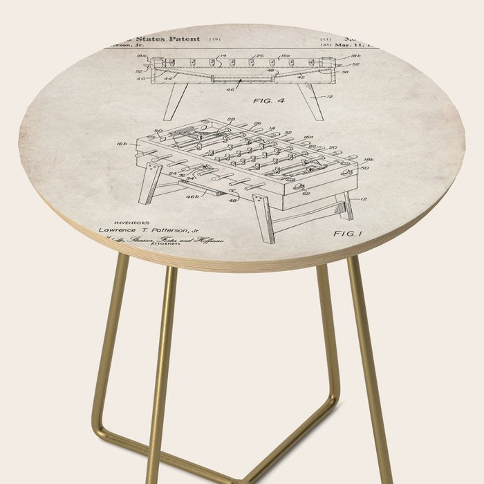 Foosball Table Patent - Foosball Player Game Room Art - Antique Side Table Gallery Image 2