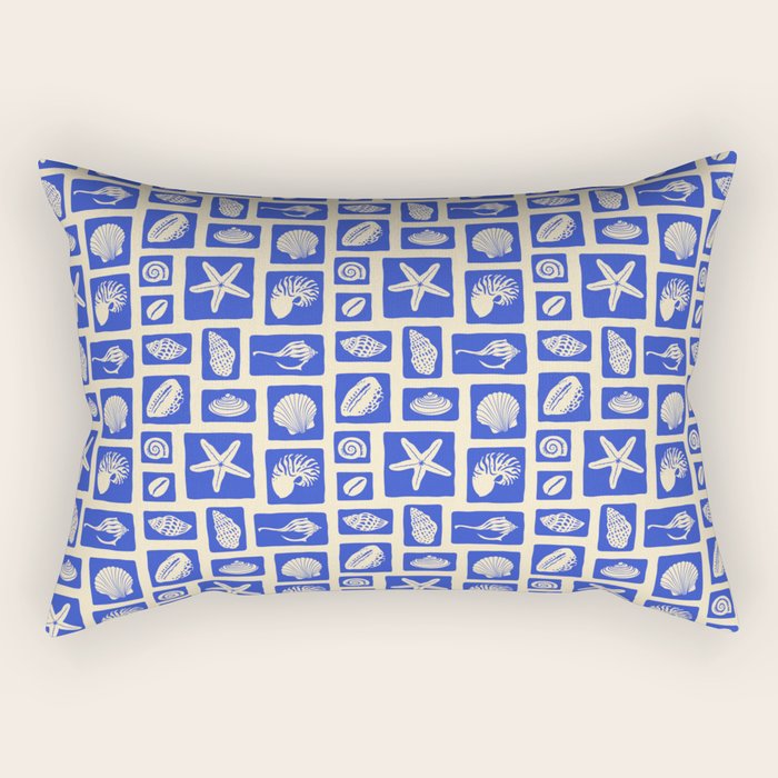 Vintage marine seashell mosaic art pattern Rectangular Pillow Gallery Image 2