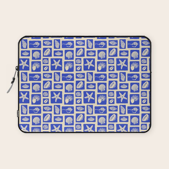 Vintage marine seashell mosaic art pattern Laptop Sleeve Gallery Image 1