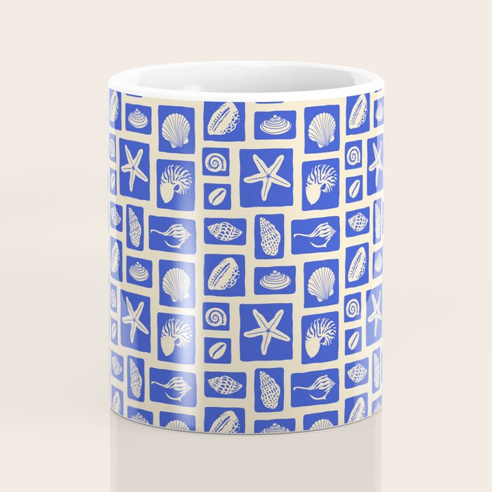Vintage marine seashell mosaic art pattern Coffee Mug Gallery Image 4
