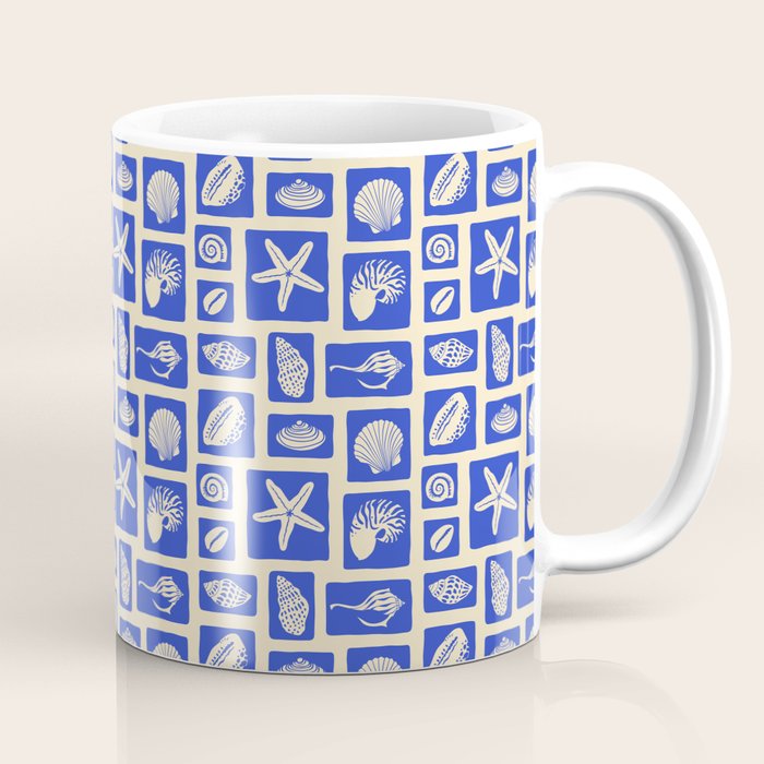 Vintage marine seashell mosaic art pattern Coffee Mug Gallery Image 1
