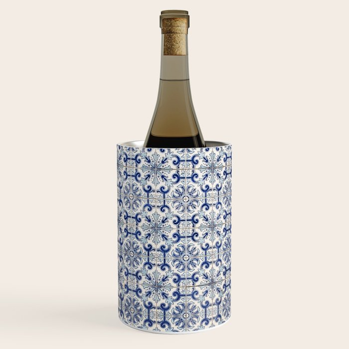 Portuguese tiles pattern blue Wine Chiller Gallery Image 3