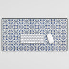 Portuguese tiles pattern blue Desk Mat Gallery Image 1