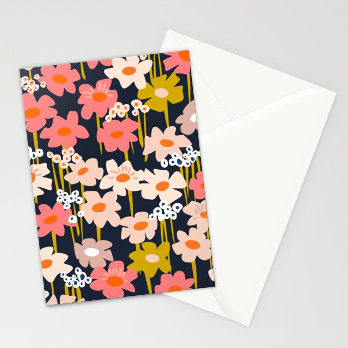 Groovy Flowers retro pattern Stationery Card Gallery Image 2