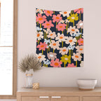 Groovy Flowers retro pattern Wall Tapestry Gallery Image 2