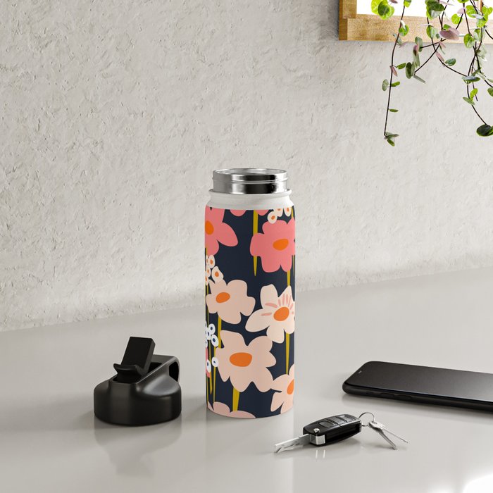Groovy Flowers retro pattern Water Bottle Gallery Image 4