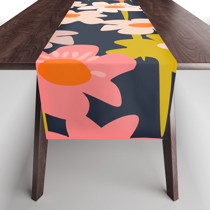 Groovy Flowers retro pattern Table Runner Gallery Image 1