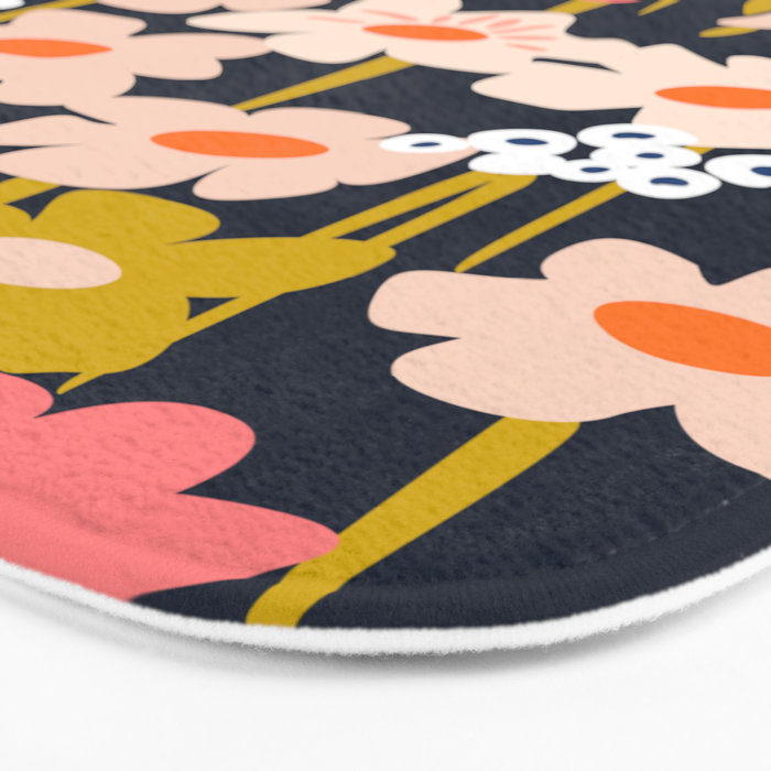 Groovy Flowers retro pattern Bath Mat Gallery Image 3