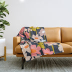 Groovy Flowers retro pattern Throw Blanket Gallery Image 1
