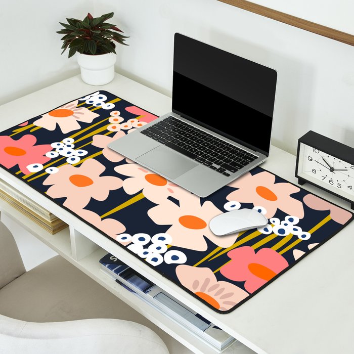 Groovy Flowers retro pattern Desk Mat Gallery Image 2