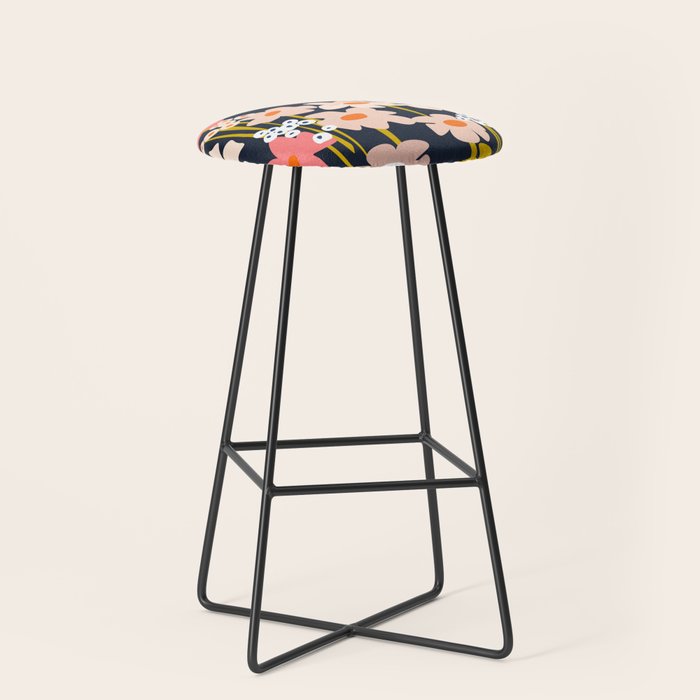 Groovy Flowers retro pattern Stool Gallery Image 1