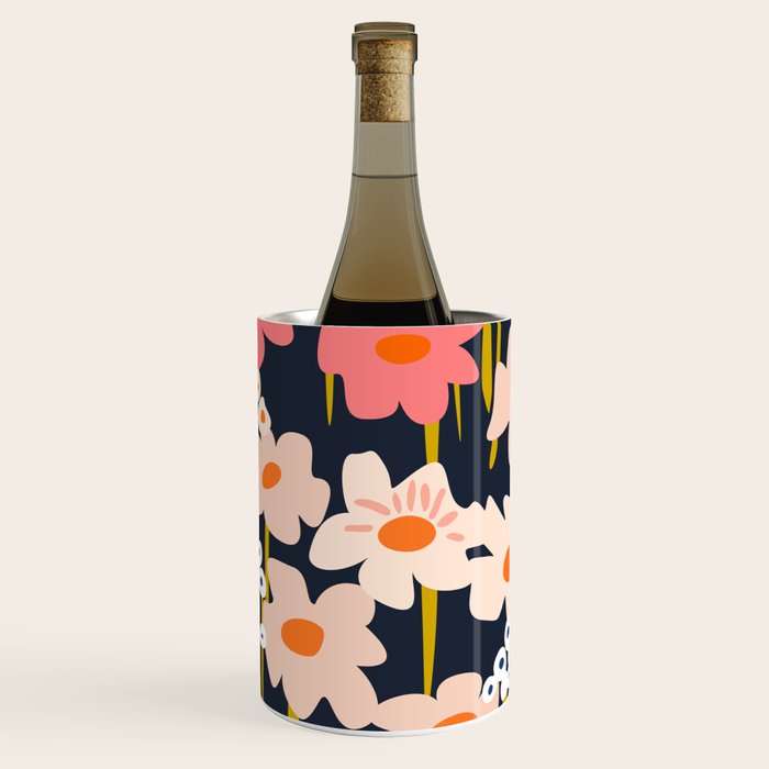 Groovy Flowers retro pattern Wine Chiller Gallery Image 1