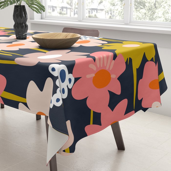 Groovy Flowers retro pattern Tablecloth Gallery Image 3