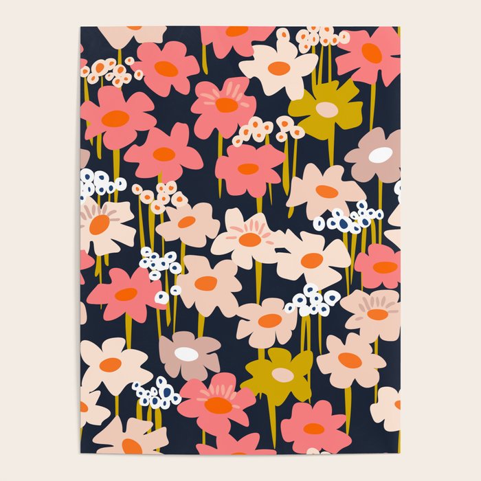 Groovy Flowers retro pattern Poster Gallery Image 4