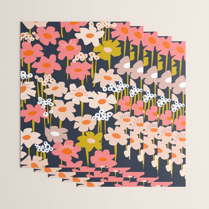 Groovy Flowers retro pattern Wrapping Paper Gallery Image 3