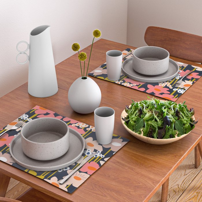 Groovy Flowers retro pattern Placemat Gallery Image 2