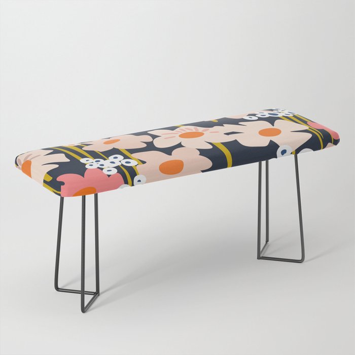 Groovy Flowers retro pattern Bench Gallery Image 1
