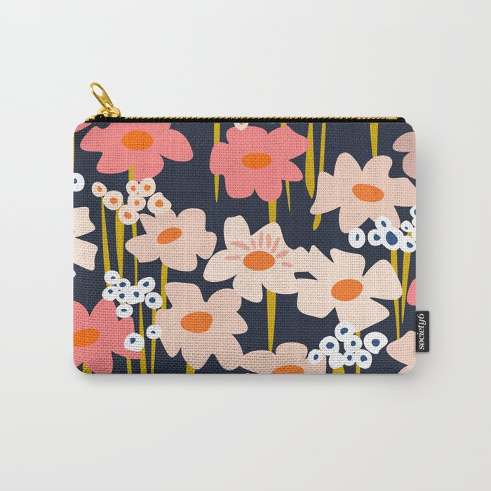 Groovy Flowers retro pattern Carry All Pouch Gallery Image 1