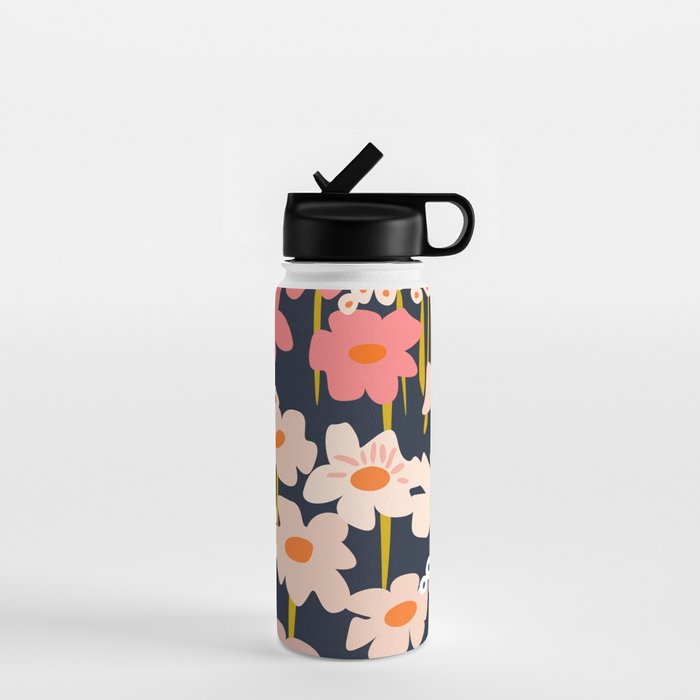 Groovy Flowers retro pattern Water Bottle Gallery Image 1