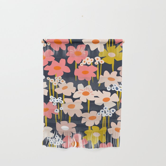 Groovy Flowers retro pattern Wall Hanging Gallery Image 1
