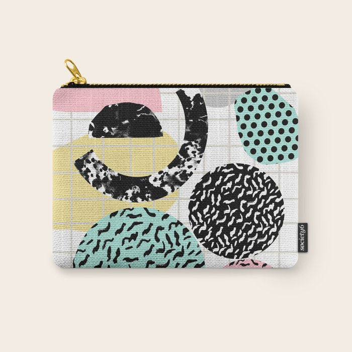 Amped - retro memphis throwback 80s style grid dots painting cut paper Carry All Pouch Gallery Image 1