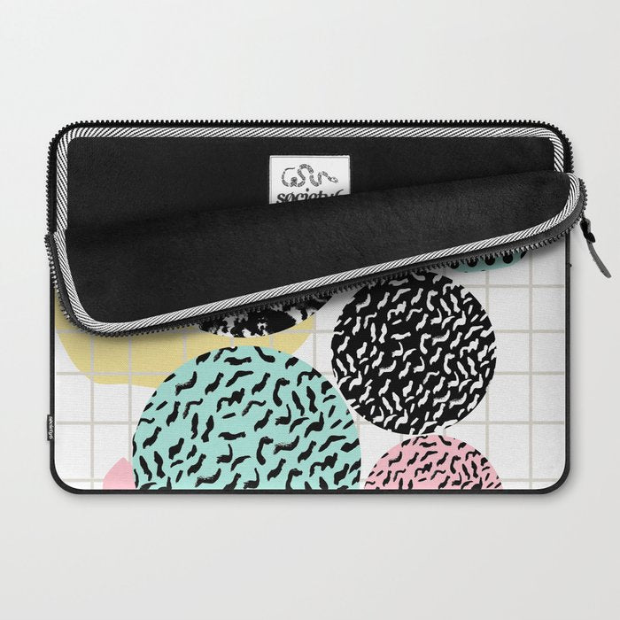 Amped - retro memphis throwback 80s style grid dots painting cut paper Laptop Sleeve Gallery Image 2