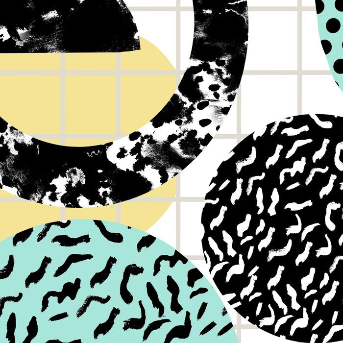 Amped - retro memphis throwback 80s style grid dots painting cut paper Coffee Mug Gallery Image 2