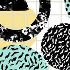 Amped - retro memphis throwback 80s style grid dots painting cut paper Coffee Mug Gallery Image 2
