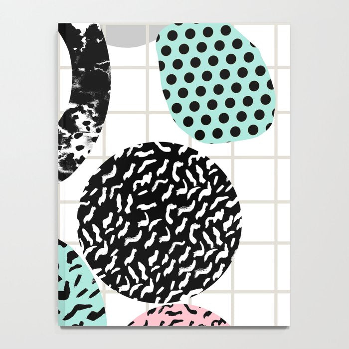 Amped - retro memphis throwback 80s style grid dots painting cut paper Notebook Gallery Image 4