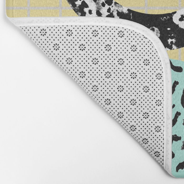 Amped - retro memphis throwback 80s style grid dots painting cut paper Bath Mat Gallery Image 2