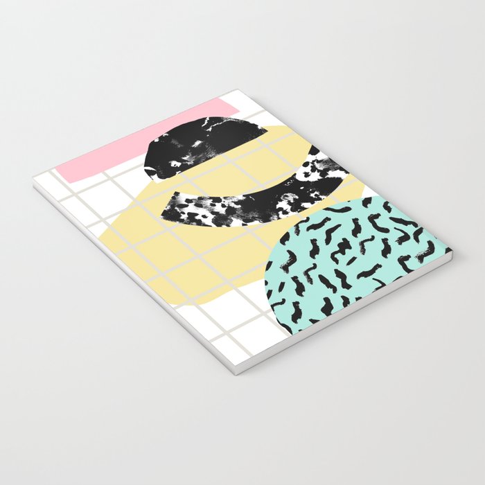 Amped - retro memphis throwback 80s style grid dots painting cut paper Notebook Gallery Image 3