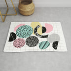 Amped - retro memphis throwback 80s style grid dots painting cut paper Rug Gallery Image 1