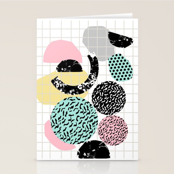 Amped - retro memphis throwback 80s style grid dots painting cut paper Stationery Card Gallery Image 2