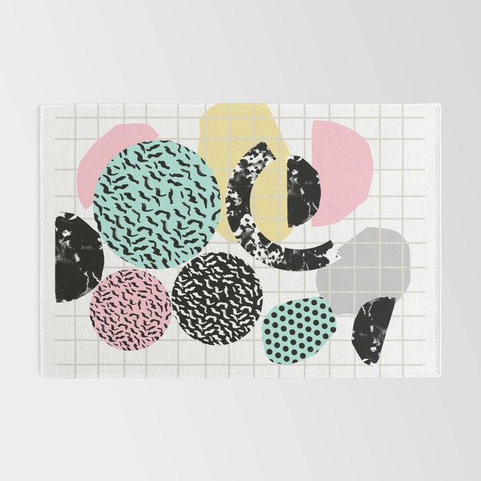 Amped - retro memphis throwback 80s style grid dots painting cut paper Rug Gallery Image 2