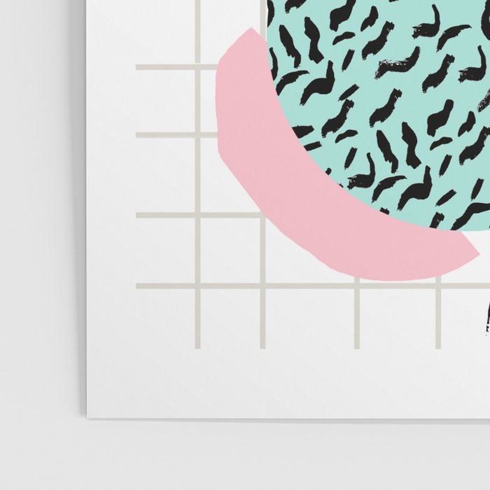 Amped - retro memphis throwback 80s style grid dots painting cut paper Poster Gallery Image 3