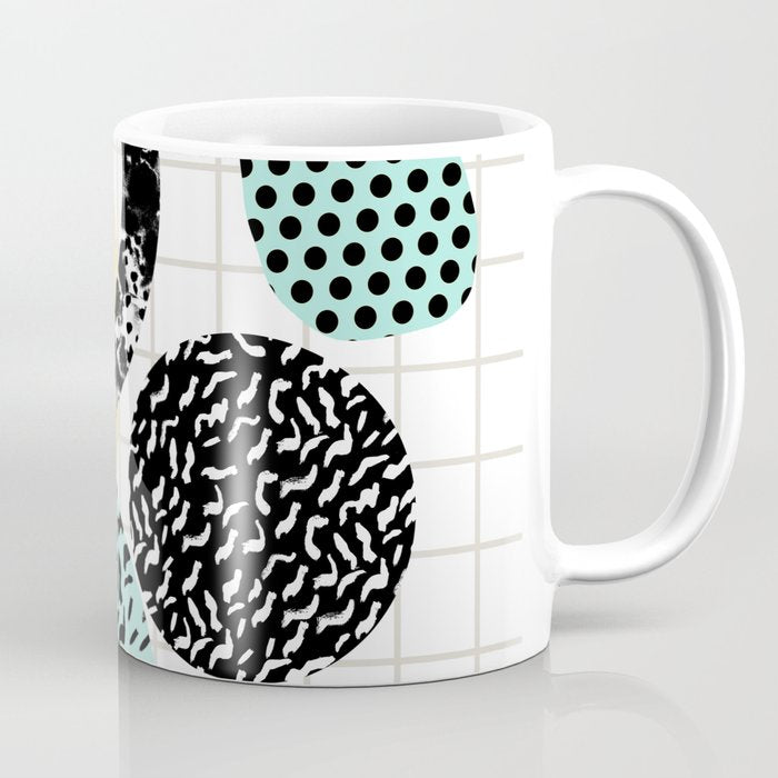 Amped - retro memphis throwback 80s style grid dots painting cut paper Coffee Mug Gallery Image 1