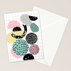 Amped - retro memphis throwback 80s style grid dots painting cut paper Stationery Card Gallery Image 2