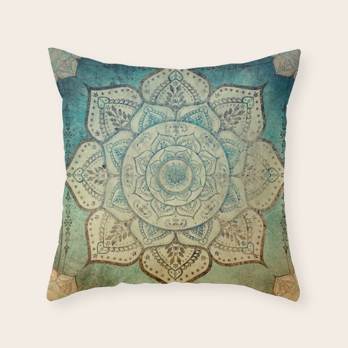 Faded Bohemian Mandala Throw Pillow Gallery Image 6