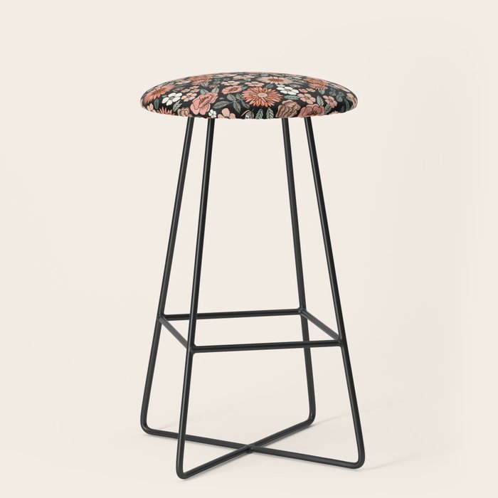 70s flowers - 70s, retro, spring, floral, florals, floral pattern, retro flowers, boho, hippie, earthy, muted Stool Gallery Image 1